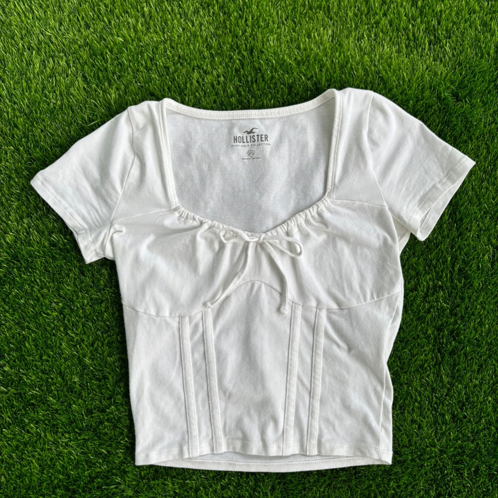 Hollister Women's White Corset Tee